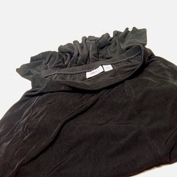 Vintage Chico's Travelers Midi Comfort Skirt Ribbed Stretch Sz-2 (M-8/10) Black - Picture 2 of 4